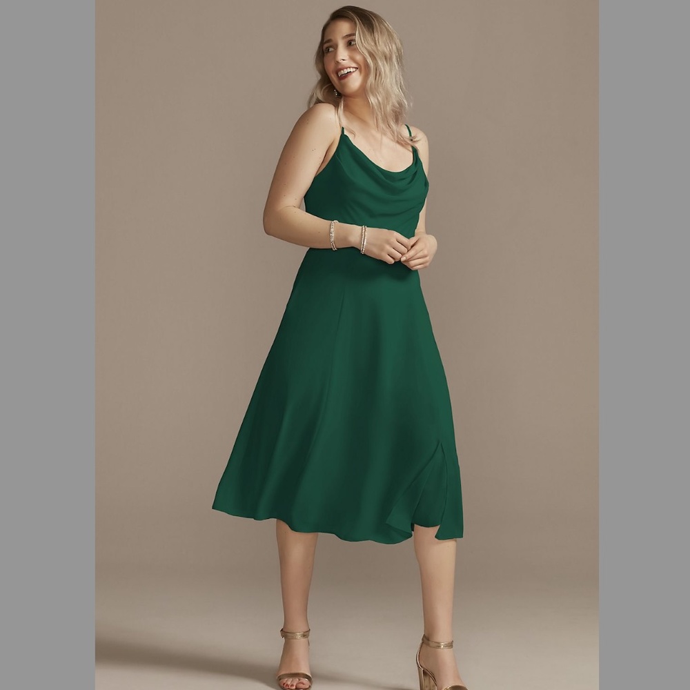 Chiffon Midi Cowl Neck Bridesmaid Dress - David's Bridal Juniper